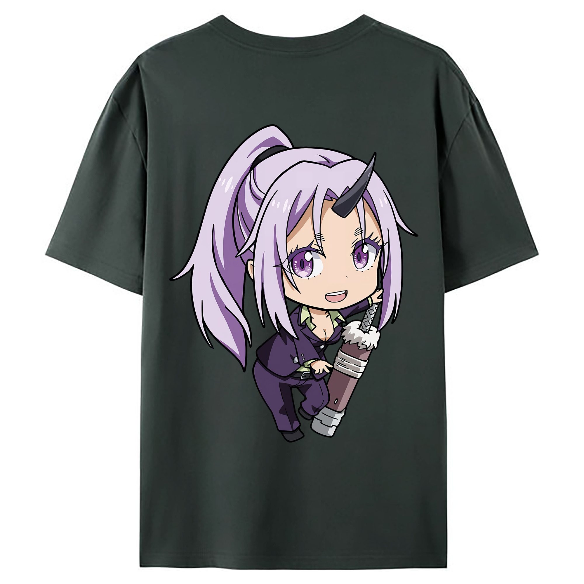 （画像用） 転スラ Regarding Reincarnated to Slime 綿100％ メンズ半袖Tシャツ（バックプリント） 通気性